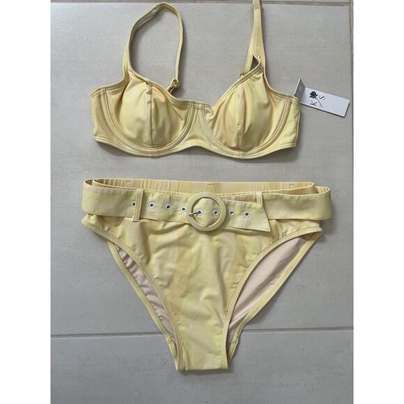Kingdom & State Swim Bikini Swimsuit Striped Swimwear Yellow